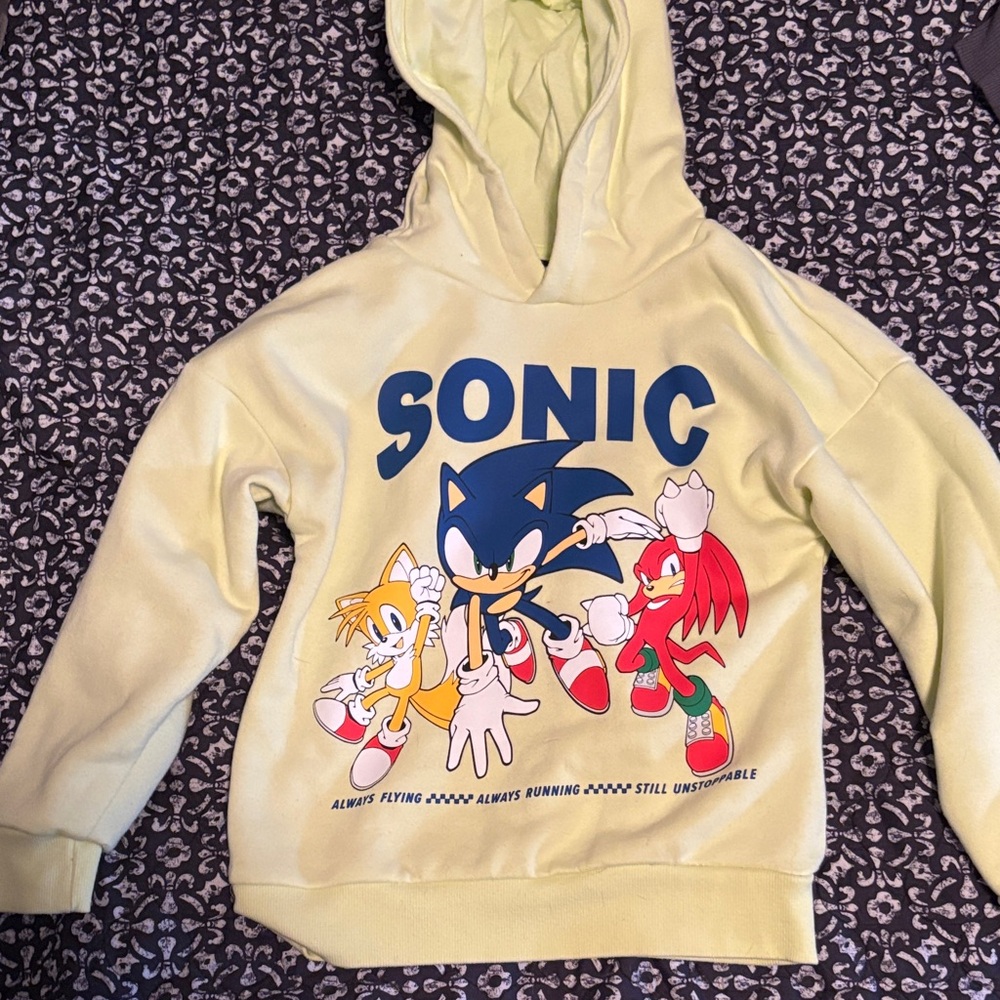 Kids Sonic Graphic Hoodie in Light Yellow